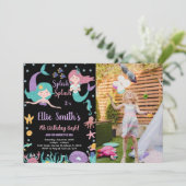 Foto Zwarte Zeemeerminnen onder het zee Verjaardag Kaart (Staand voorkant)