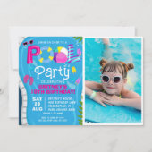 Foto Zwembad Party Zomer Meisje Verjaardagsfeest Kaart (Voorkant)
