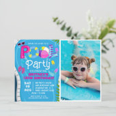Foto Zwembad Party Zomer Meisje Verjaardagsfeest Kaart (Staand voorkant)