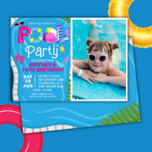 Foto zwembadfeest zomer meisje verjaardagsfeestje