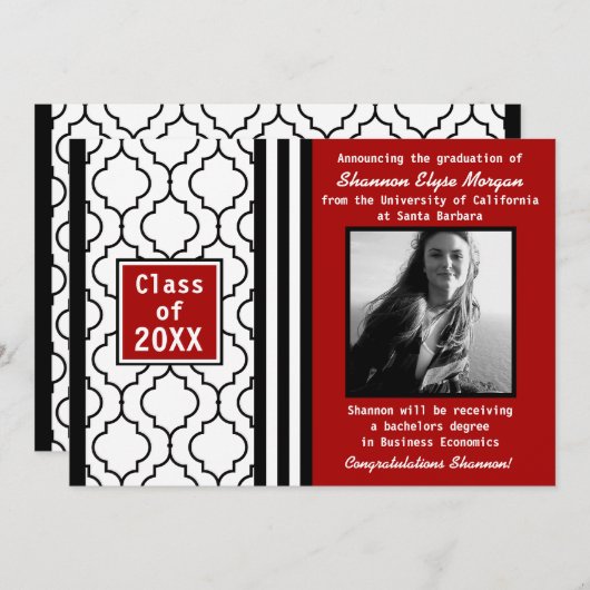 Fotoaankondiging 1 hedendaags grafisch Afstuderen Aankondiging (Voorkant / Achterkant)