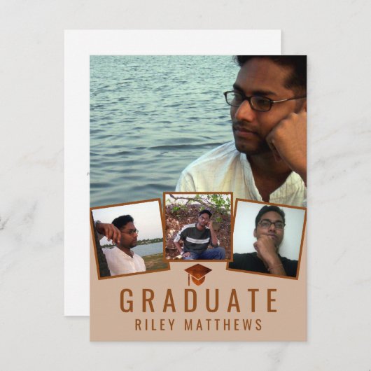 Fotoaankondiging afstuderen koper Modern 4 Briefkaart (Voorkant / Achterkant)