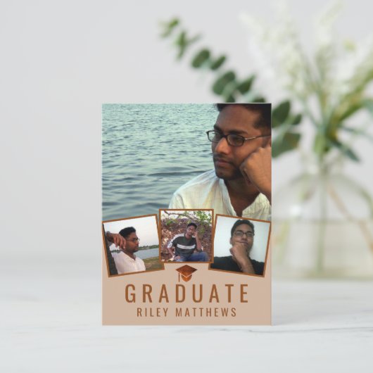 Fotoaankondiging afstuderen koper Modern 4 Briefkaart (Staand voorkant)