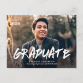 Fotoaankondiging afstuderen penseelscript briefkaart (Voorkant)