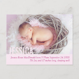 Fotoaankondiging briefkaart moderne baby-meisje