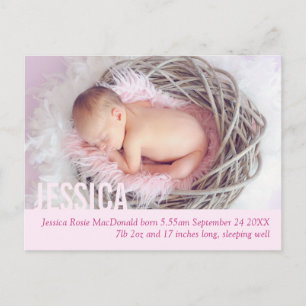 Fotoaankondiging briefkaart moderne baby-meisje