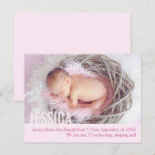 Fotoaankondiging briefkaart moderne baby-meisje (Voorkant / Achterkant)