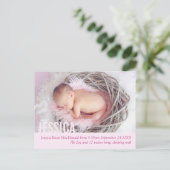 Fotoaankondiging briefkaart moderne baby-meisje (Staand voorkant)