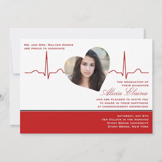 Fotoaankondiging hartslag/uitnodiging kaart (Voorkant)