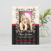 Fotoaankondiging rood en zwart Afstuderen Kaart (Staand voorkant)