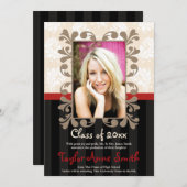 Fotoaankondiging rood en zwart Afstuderen Kaart (Voorkant / Achterkant)