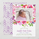 Fotoaankondiging van Bright Blooms Baby Girl Aankondiging (Voorkant / Achterkant)