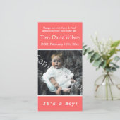 Fotoaankondiging van de baby. Voeg je foto toe Aankondiging (Staand voorkant)