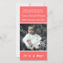 Fotoaankondiging van de baby. Voeg je foto toe Aankondiging