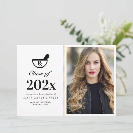 Fotoaankondiging van Elegant apotheker afstuderen Kaart (Staand voorkant)