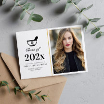 Fotoaankondiging van Elegant apotheker afstuderen