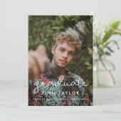 Fotoaankondiging van het afstuderen Cute script Aankondiging (Staand voorkant)