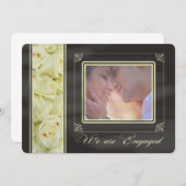 fotoaankondiging van verlovings met witte rozen aankondiging (Voorkant / Achterkant)
