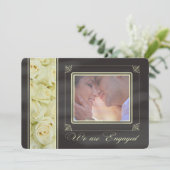 fotoaankondiging verlovings witte rozen aankondiging (Staand voorkant)