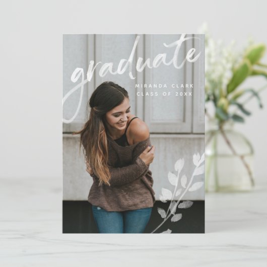 Fotoaankondiging waterverf Elegant afstuderen Kaart (Staand voorkant)