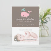 Fotoaankondigingen roze walvis aankondiging (Staand voorkant)