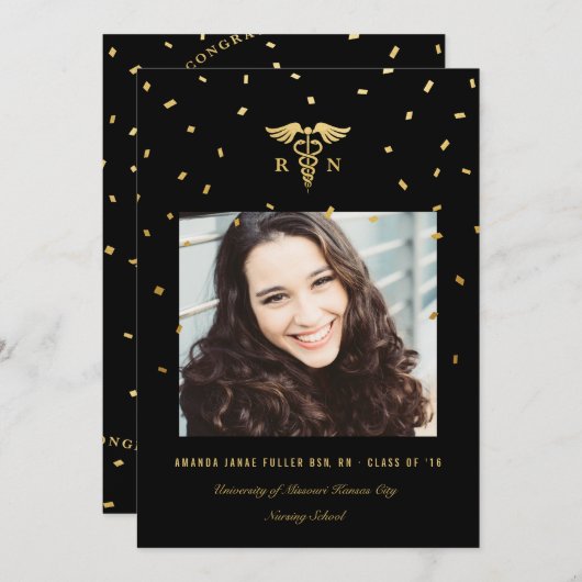 Fotoaankondigingen van verpleegscholen Afstuderen Aankondiging (Voorkant / Achterkant)