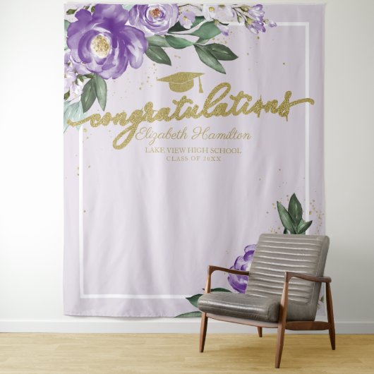 Fotoachtergrond Paarse Floral Gradual Party Wandkleed (In situ)