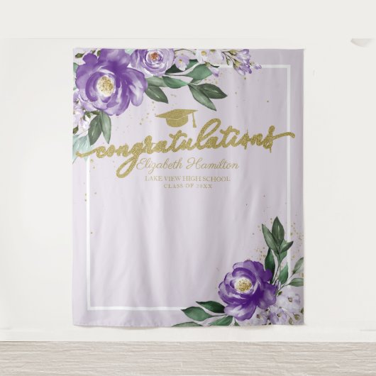 Fotoachtergrond Paarse Floral Gradual Party Wandkleed (Voorkant)