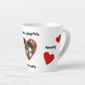Fotoafdrukken op ons hart latte mok (Rechterhoek)