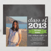 Fotoafstuderen van groene lintbanner-karton kaart (Voorkant / Achterkant)