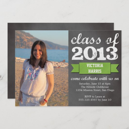 Fotoafstuderen van groene lintbanner-karton kaart (Voorkant / Achterkant)