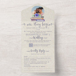 Fotoalbums & rozen waterverf lavendel bruiloft toe all in one uitnodiging