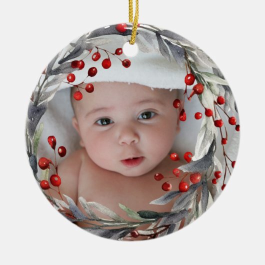 Fotobaby's eerste Kerstmis Keramisch Ornament (Voorkant)