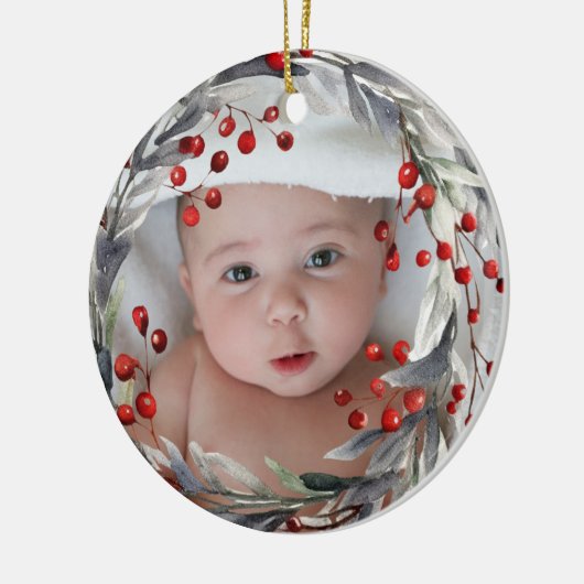 Fotobaby's eerste Kerstmis Keramisch Ornament (Links)