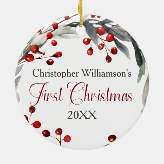 Fotobaby's eerste Kerstmis Keramisch Ornament (Achterkant)