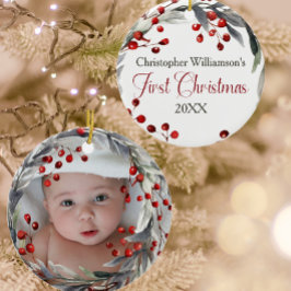 Fotobaby's eerste Kerstmis Keramisch Ornament