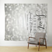 Fotobackdrop 16e verjaardag Zilveren glitterslicht Wandkleed (In Situ (horizontaal))