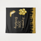 Fotobackdrop 50ste verjaardagsfeest Gouden Glitter Wandkleed (Voorkant (horizontaal))