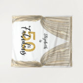 Fotobackdrop 50ste verjaardagsfeest Gouden gordijn Wandkleed (Voorkant (horizontaal))
