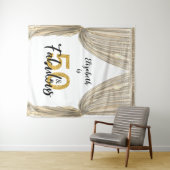 Fotobackdrop 50ste verjaardagsfeest Gouden gordijn Wandkleed (In Situ (horizontaal))