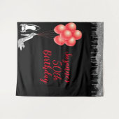 Fotobackdrop 50ste verjaardagsfeest Zilver Glitter Wandkleed (Voorkant (horizontaal))