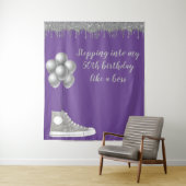 Fotobackdrop 50ste verjaardagsfeest Zilver Glitter Wandkleed (In situ)