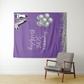 Fotobackdrop 50ste verjaardagsfeest Zilver Glitter Wandkleed (In Situ (horizontaal))