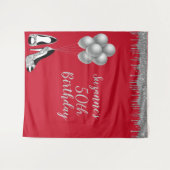 Fotobackdrop 50ste verjaardagsfeest Zilver Glitter Wandkleed (Voorkant (horizontaal))