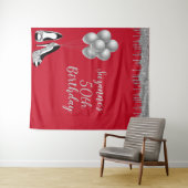 Fotobackdrop 50ste verjaardagsfeest Zilver Glitter Wandkleed (In Situ (horizontaal))