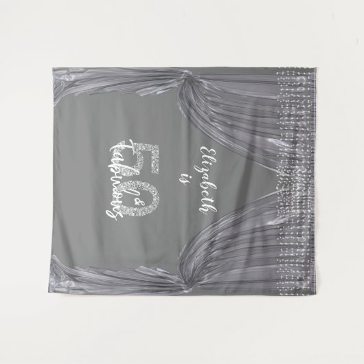 Fotobackdrop 50ste verjaardagsfeest Zilveren Gordi Wandkleed (Voorkant (horizontaal))