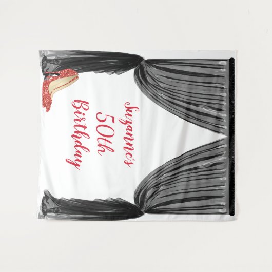 Fotobackdrop 50ste verjaardagsfeest Zwart Rood Wandkleed (Voorkant (horizontaal))