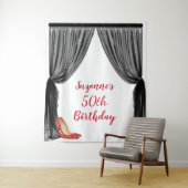 Fotobackdrop 50ste verjaardagsfeest Zwart Rood Wandkleed (In situ)