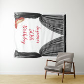 Fotobackdrop 50ste verjaardagsfeest Zwart Rood Wandkleed (In Situ (horizontaal))