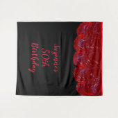 Fotobackdrop 50ste verjaardagsfeestje Zwart Rood Wandkleed (Voorkant (horizontaal))